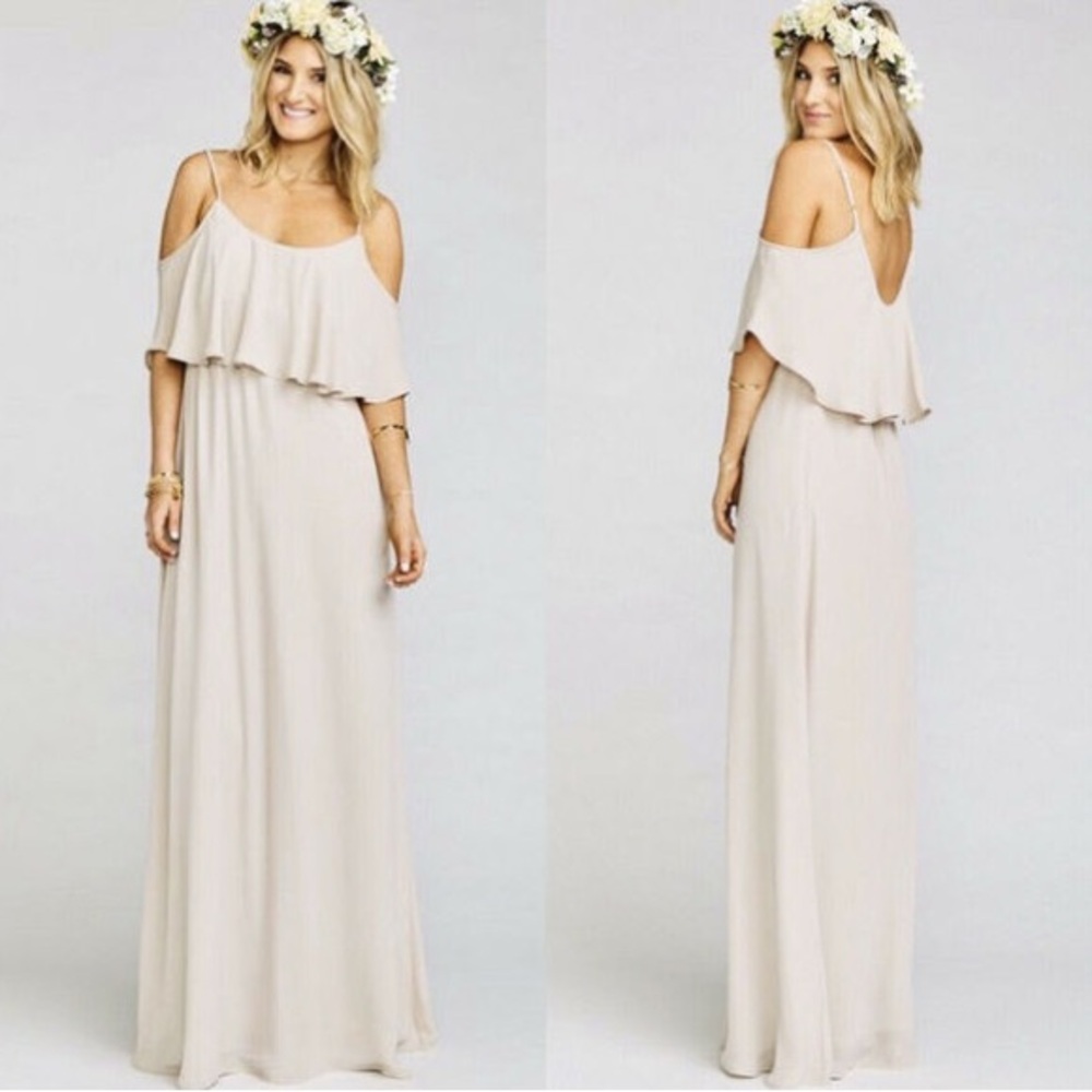 Show Me Your Mumu Caitlin Ruffle Maxi Dress Nude